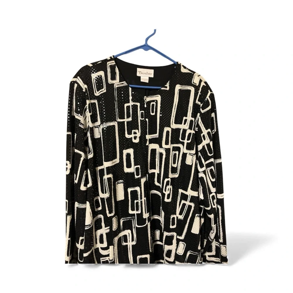 TanJay Sequin Black and White Print Blouse/Jacket- Size 3X - Picture 8 of 9